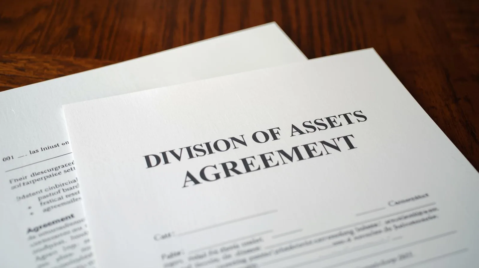 property division agreement documents for divorce in Texas