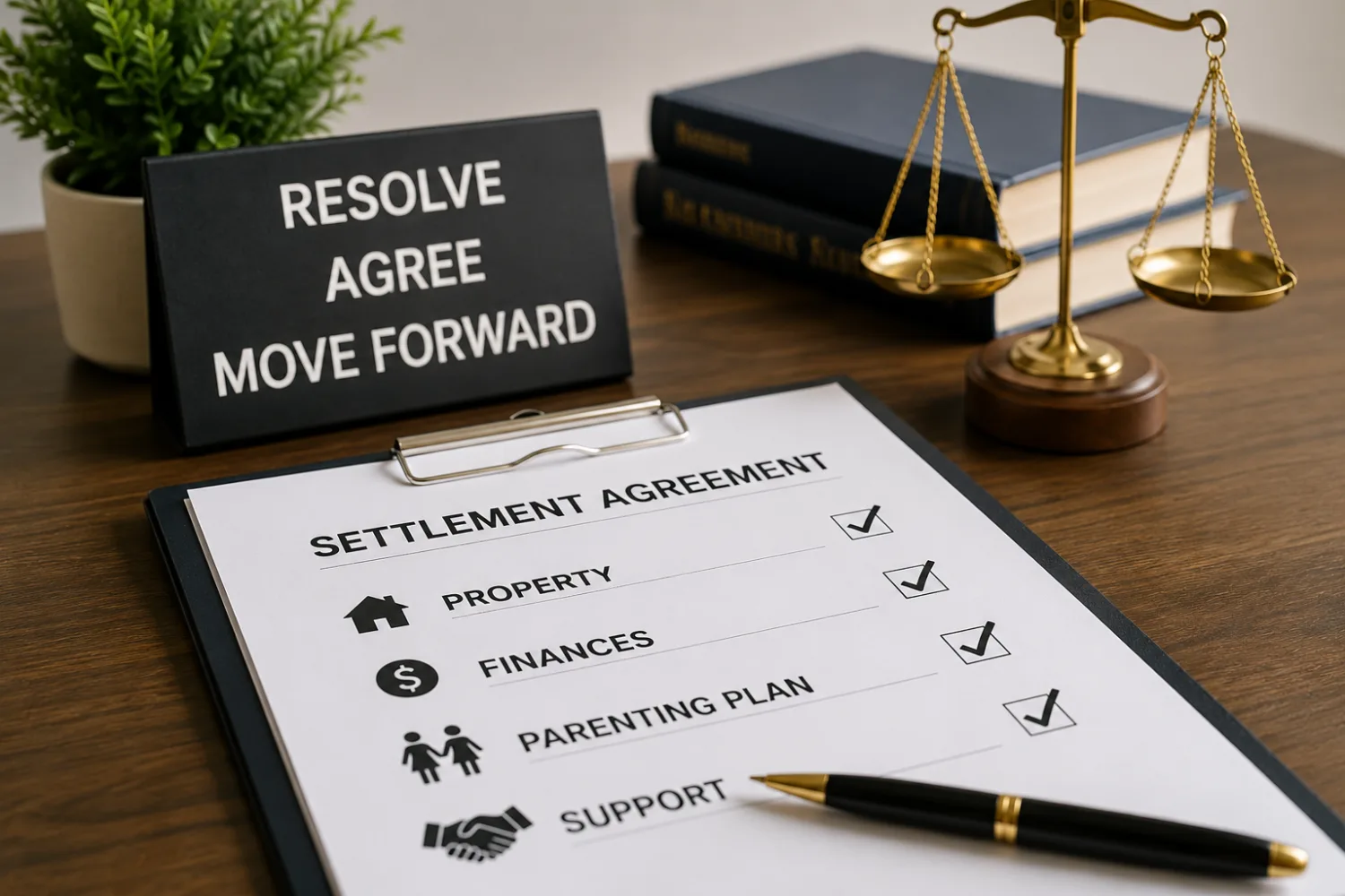 Divorce mediation Texas settlement agreement showing property division and parenting plan terms