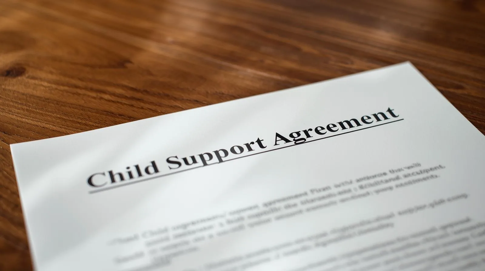 Texas Child Support Guidelines document on a desk during a child support case